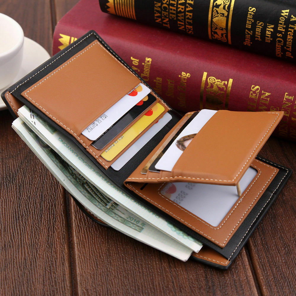 WALLET Bi Fold PU Leather Wallet  - Dark Brown